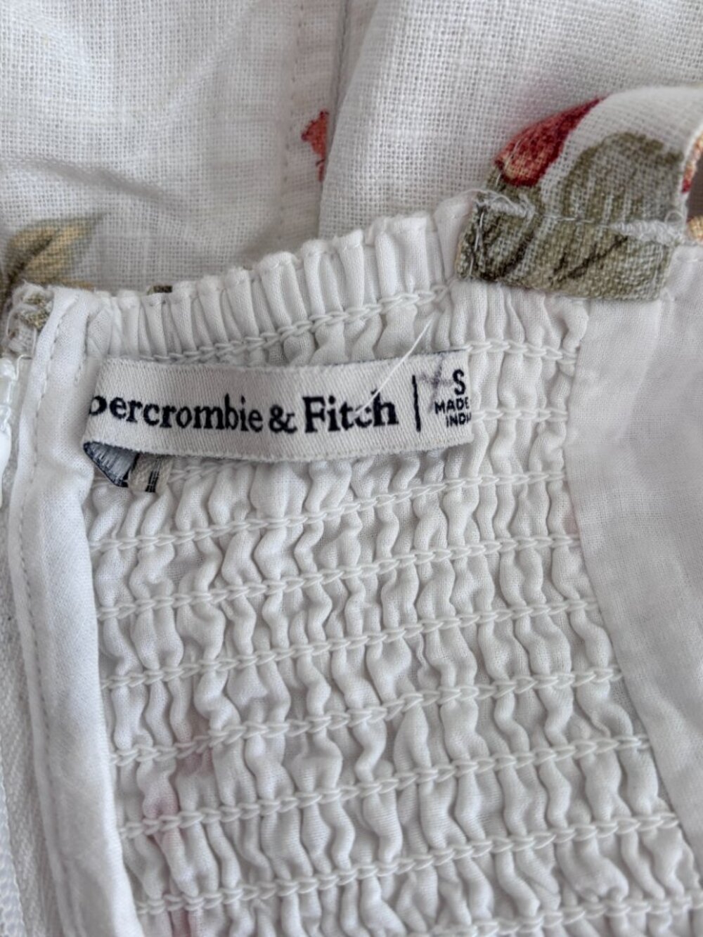 Abercrombie & Fitch Strawberry Print Linen Blend Wide Strap Mini Dress - Picture 9 of 9
